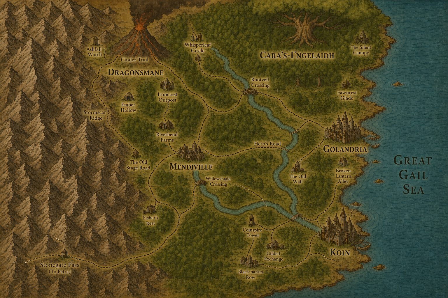 Regional map of Keynew